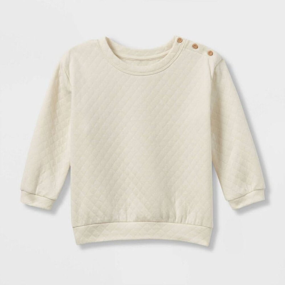 Grayson Collective - Toddler Quilted Sweatshirt - Off- White 4T UNISEX - Picture 2 of 12